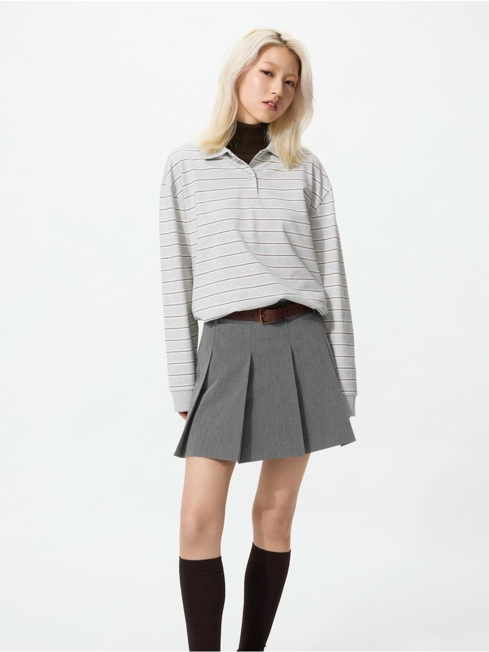Uniqlo Gray Pleated Mini Skort